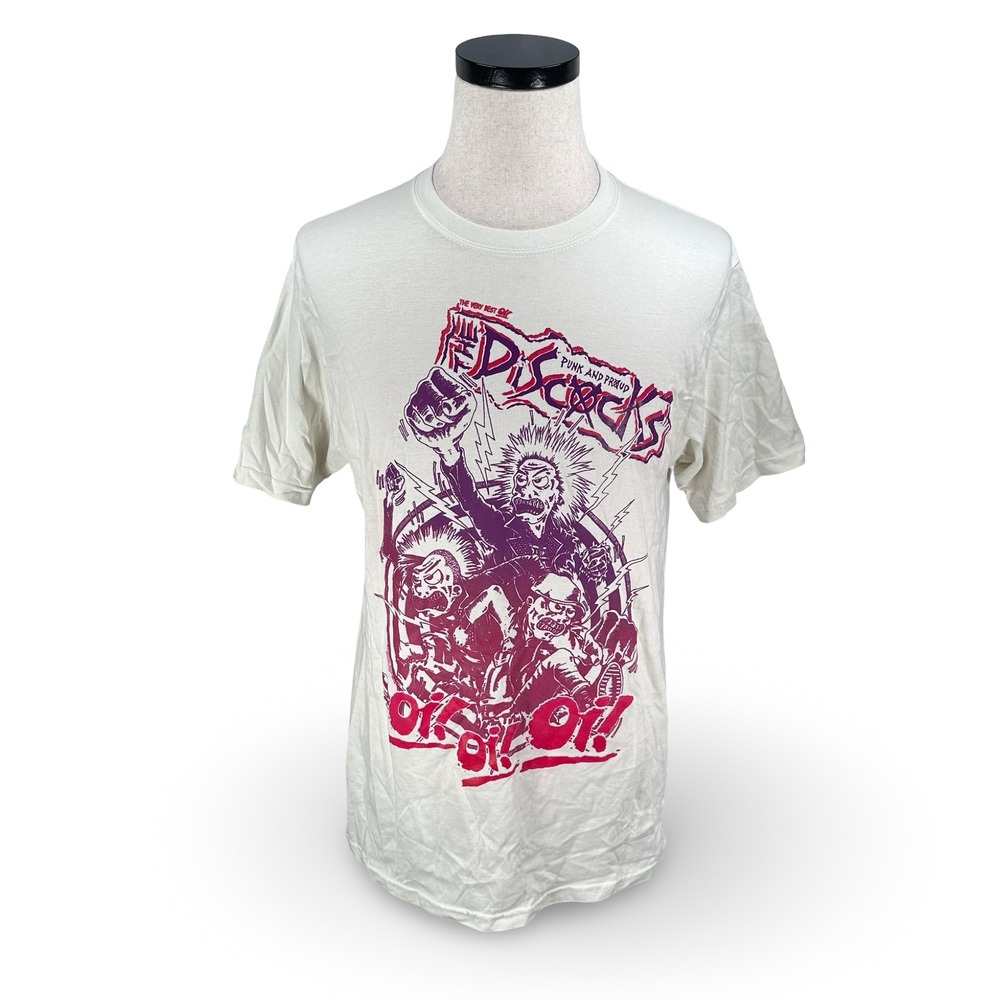 The Discocks Punk and Proud Oi! Oi! Oi! Graphic T-Shirt Merch Cons White Mens L